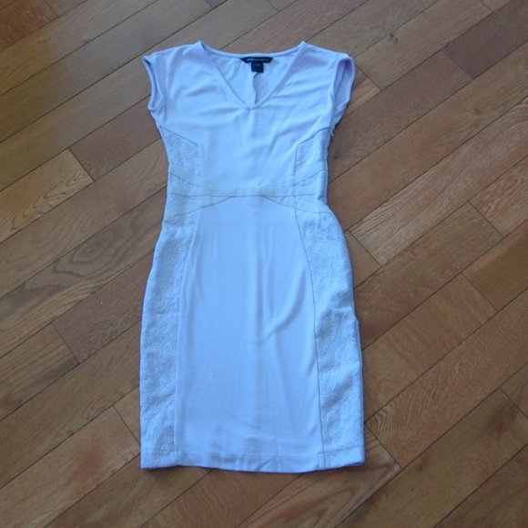 French Connection Lilac Purple Bandage Bodycon Lace Sided Cocktail Dress Size 0 - Picture 1 of 14